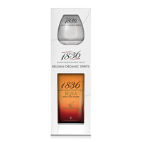 Image de 1836 Belgian Organic Rum + Verre 40° 0.7L