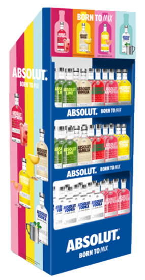 Image sur Display 48 Absolut 70 cl Mix (12 Blue, 6 Raspberri, 6 Vanilia, 6 Watermelon, 6 Grapefruit, 6 Lime, 6 Citron) 39.25° 33.6L